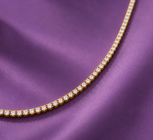 18K Gold Tennis Chain Necklace (18K Gold Plated)